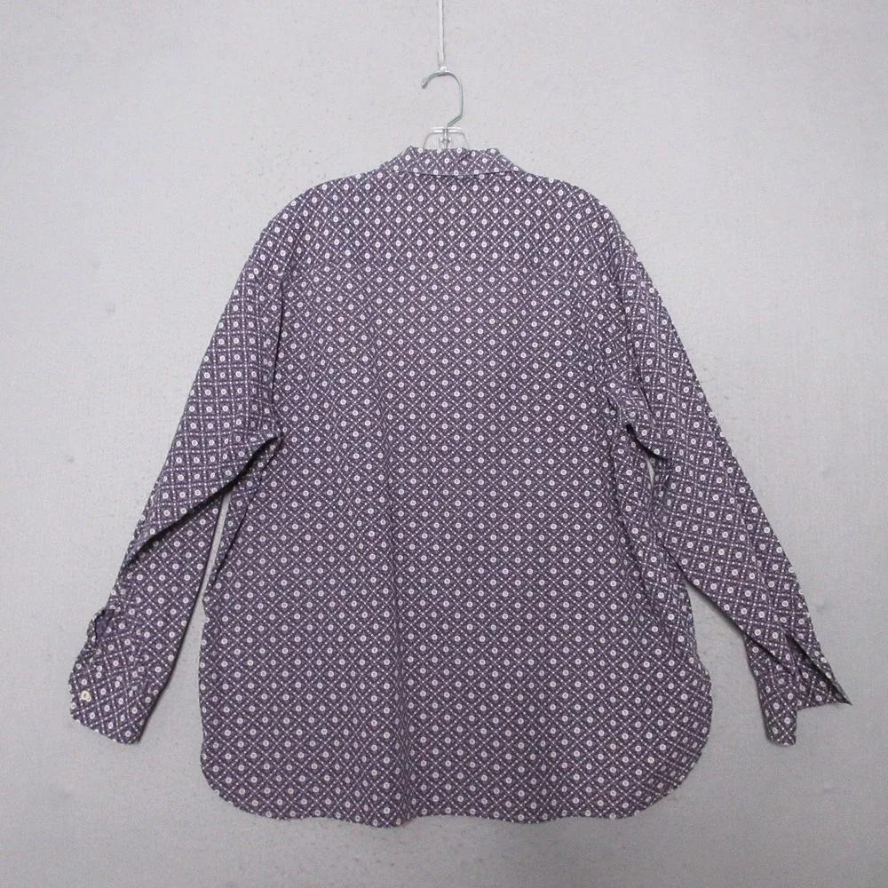 Vintage‎ Banana Republic Shirt Men Button L Purple Floral 90s Cotton Hong Kong
